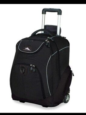 NWT - High Sierra Powerglide Wheeled Rolling Backpack Large Black - NEW